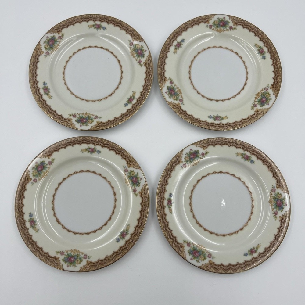 Aladdin Fine China Roberta Bread Butter Plates Set of 4 Occupied Japan Floral 6"